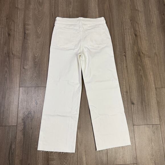 J.Crew 1996 Slim-Wide Leg Jeans SZ 27 White Denim High Rise Raw Hem Semi Stretch - Picture 5 of 7